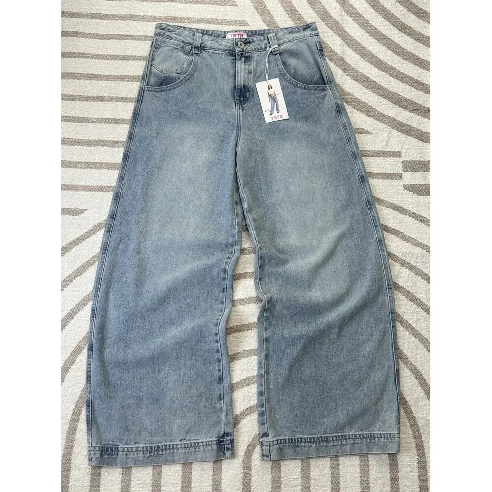 NWT Y2K Oversized High Waist Wide Leg Baggy Jeans Women Size 15 34W X 32L
